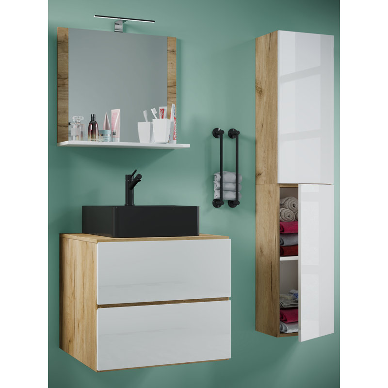 Andzelika Bathroom Furniture Suite, Brown/White