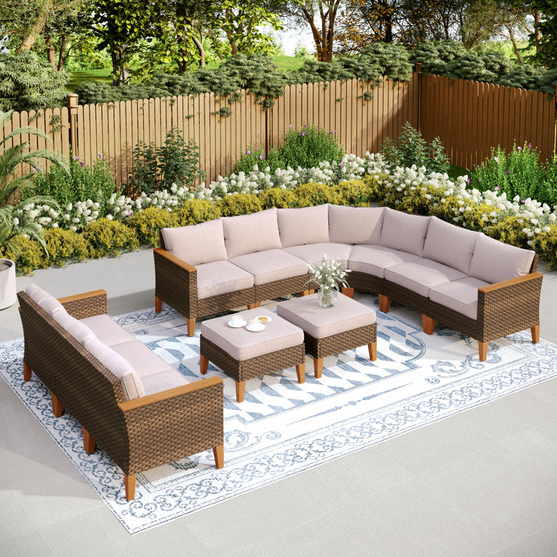 Ensemble de conversation modulaire avec coussins Argyri, Beige