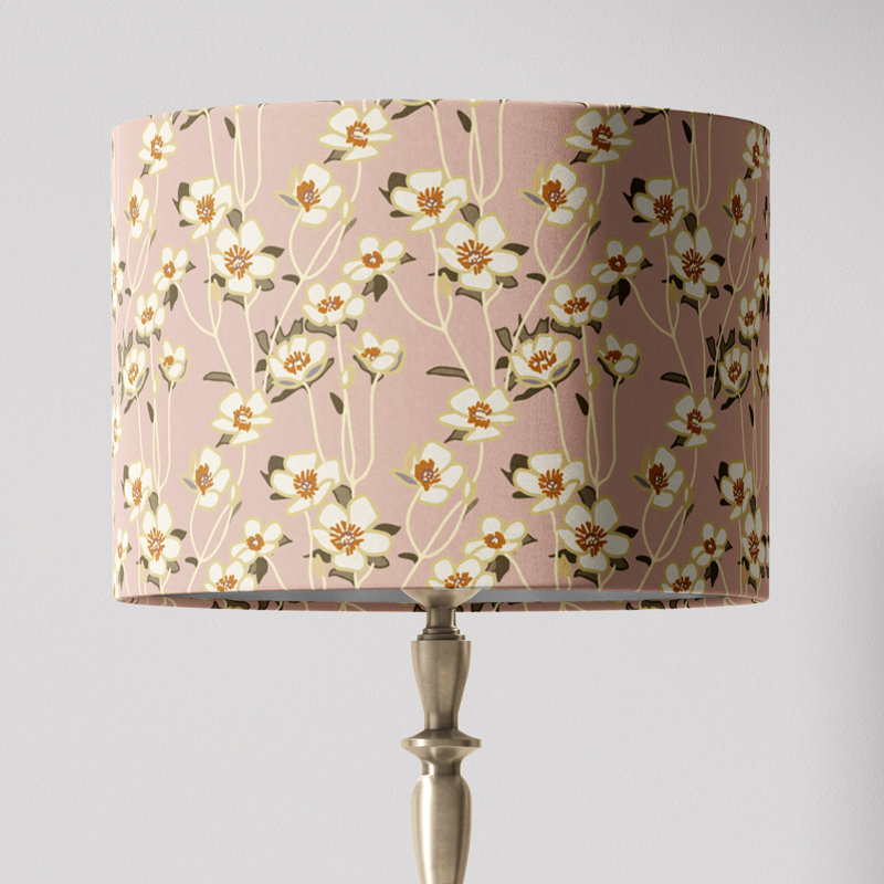 Abat-jour floral en forme de bouton d'or, Rose ; beige, H 12 po x l 16 po x P 16 po