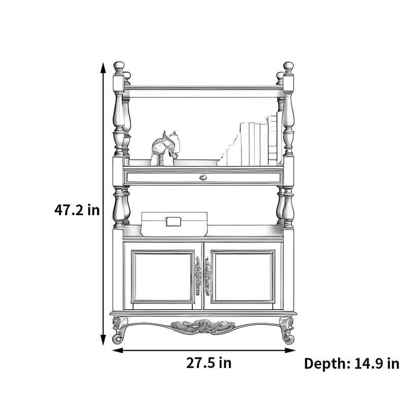 Une belle bibliothèque bien conçue, (3 Shelves) 47.2"H x 27.5"W x 14.9"D, Marron foncé