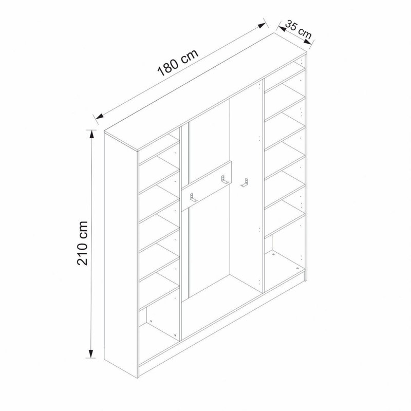 Support de couloir moderne, blanc, 70,9 x 82,7 x 13,8 pouces | 100% panneau de particules enduit de mélamine, épaisseur: 0,7 pouce | Solution de rangement élégante et fonctionnelle pour les entrées, conception durable et facile à nettoyer