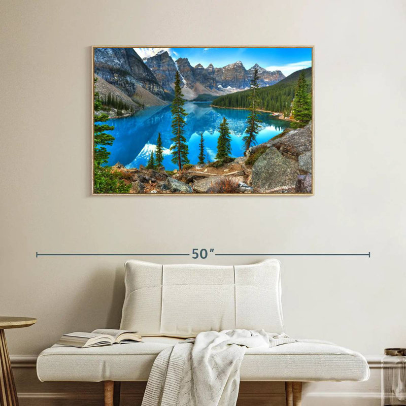 Moraine à Banff, Cadre flottant en bois naturel, 40 po x 27 po