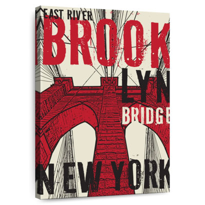 Aime Red Grunge Brooklyn Bridge