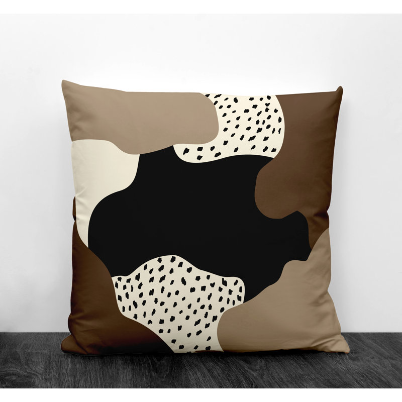 Jada Abstract Outdoor Reversible Throw Pillow, 15" x 15", Black/Off White/Beige