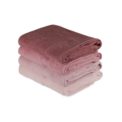 Ensemble de serviettes de bain 4 pièces, 100% coton, 27,6 po x 55,1 po | 500 g / m², doux et absorbant | Comprend une boîte spéciale, lavable à la machine à 104 ° F | Poudre élégante, rose, rose cendré et rose clair, parfait pour la maison ou les cadeaux