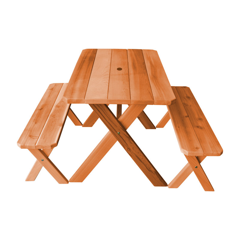 Table de pique-nique rectangulaire Guertin, Teinture cèdre, L 94 po x l 27 po x H 30 po