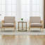 Ensemble de 2 fauteuils de salon rembourrés en lin avec sangles en rotin, cadres en bois d'hévéa et sièges en mousse pour les patios