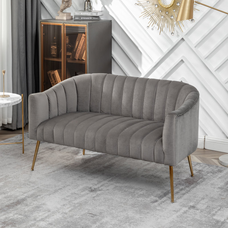 Mossley 51" Recessed Arm Loveseat with Reversible Cushions, Gray