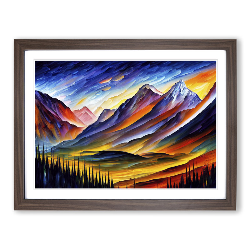 Mountain View Vol.3 Abstract - Framed Print, 25cm H x 34cm W x 2cm D, Walnut Framed