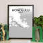 Honolulu City Map - No Frame Print-1146163655