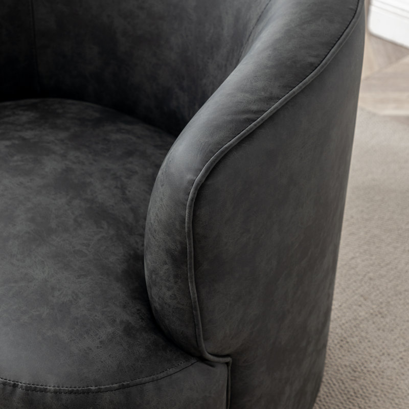 Fauteuil demi-tonneau pivotant Jalena, Polyester gris anthracite
