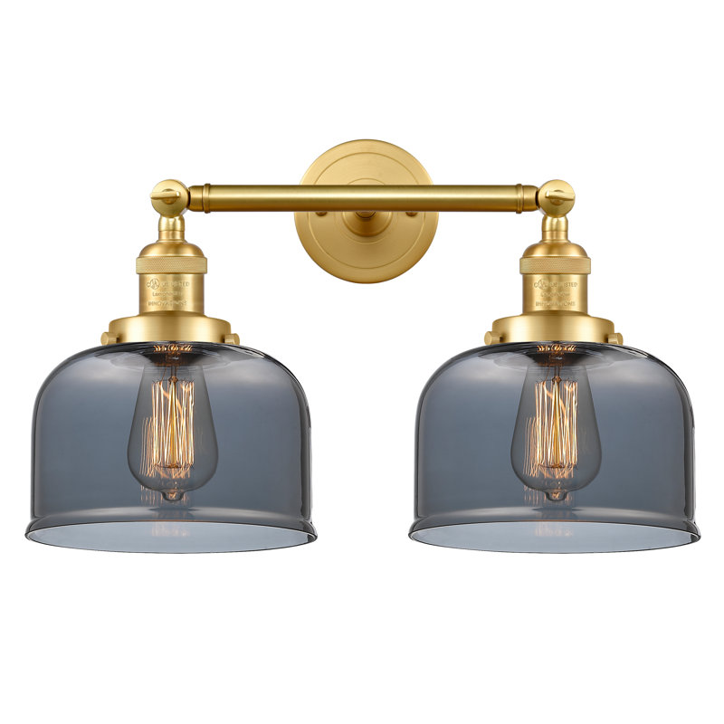 Bell - 2 Light 19" Bath Vanity Light, 6 Watt Vinage LED Bulb, Plated Smoke, Satin Gold