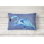Coussin intérieur/extérieur bleu rectangulaire flamant rose