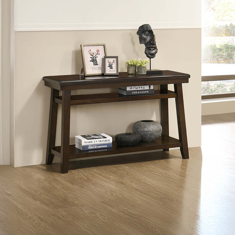 Console 1 pièce avec rangement sous la table et canapé pour salon en placage de bois d'hévéa