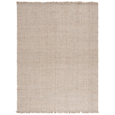 Khamis Natural Fiber Hand Woven Jute/Wool Solid Color Rug in Ivory/Brown