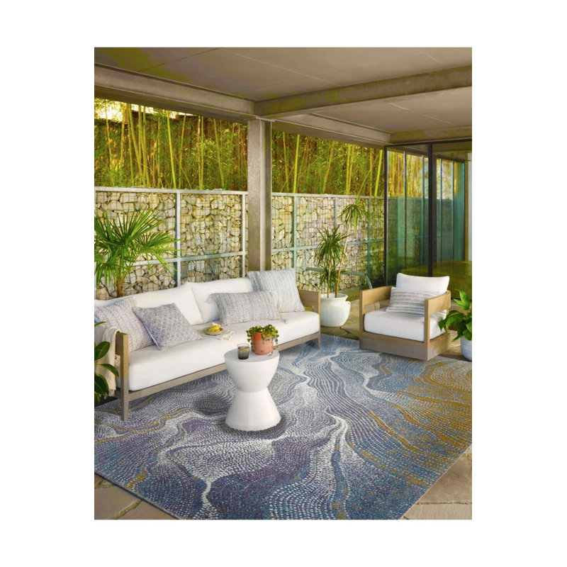 Tapis décoratif et tapis lavables colorés à vagues infinies, Rond 5 pi
