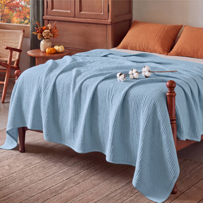 Couverture en mousseline 100% coton, 4 couches, pour l'été, pour plus de confort, 200 g / m²