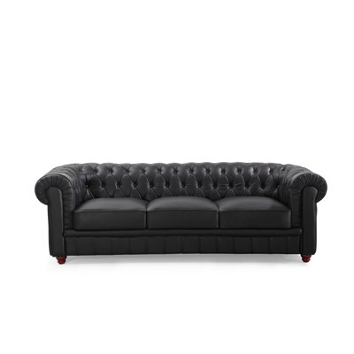 Chesterfield Sofa Leather, Upholstered PU Sofa With Tufted Back, Classic 3 Seater Leather Couch Roll Arm For Living Room Office -  Darby Home Co, 98A654A6327D43D2968C72A66534A111