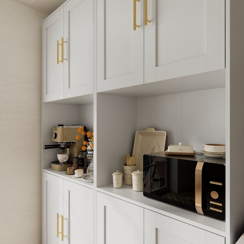 85" Kitchen Storage Cabinets （2PC）, White