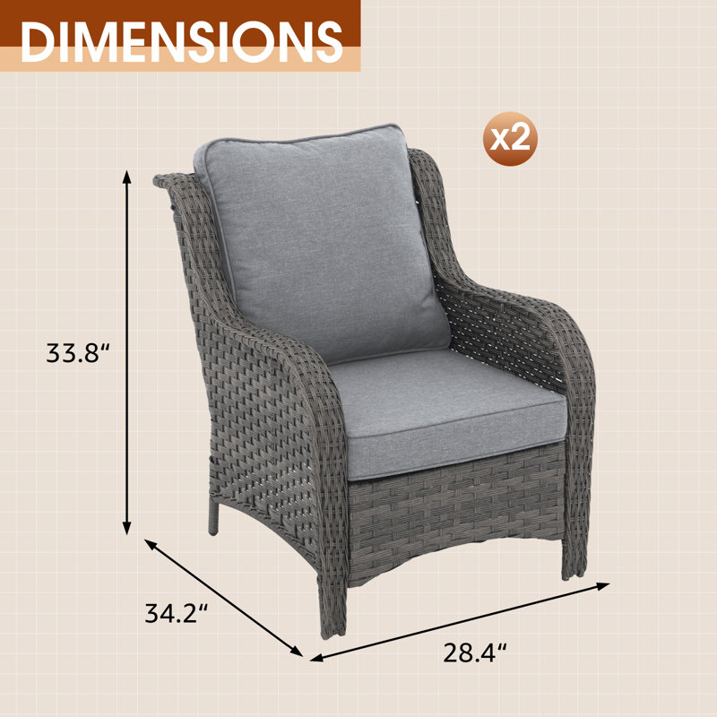 Outdoor Patio Chairs (Set of 2), Gray