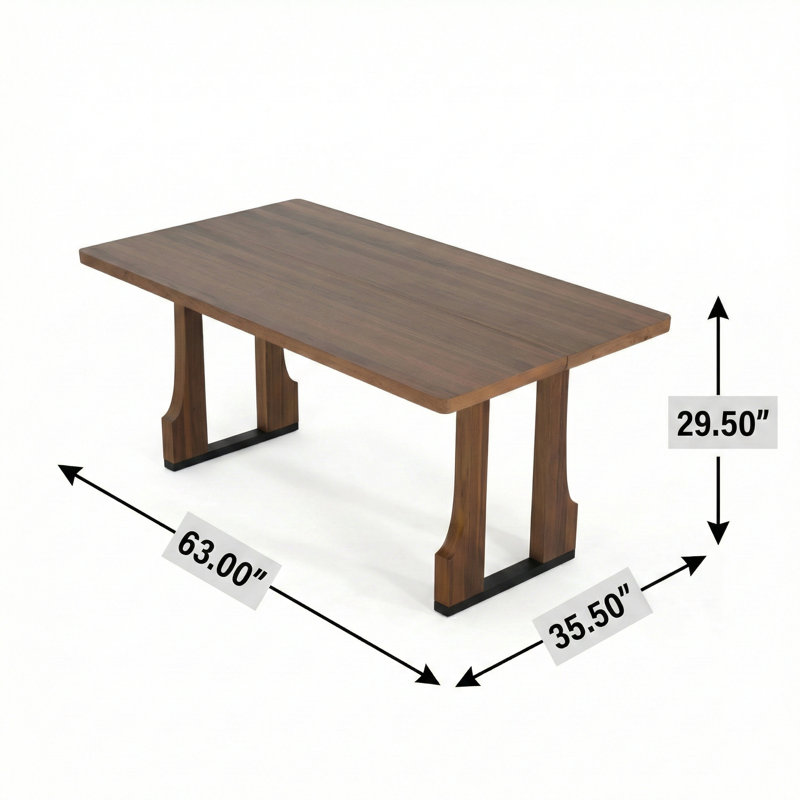 Table de salle à manger rectangulaire de 63 pouces au fini noyer, Marron foncé