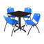 Table de salle de repos carrée Nicklo, chaises empilables 4 M-32668255-32668261-132626867