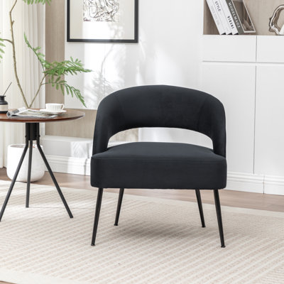Mann Upholstered Velvet Armchair With Black Legs