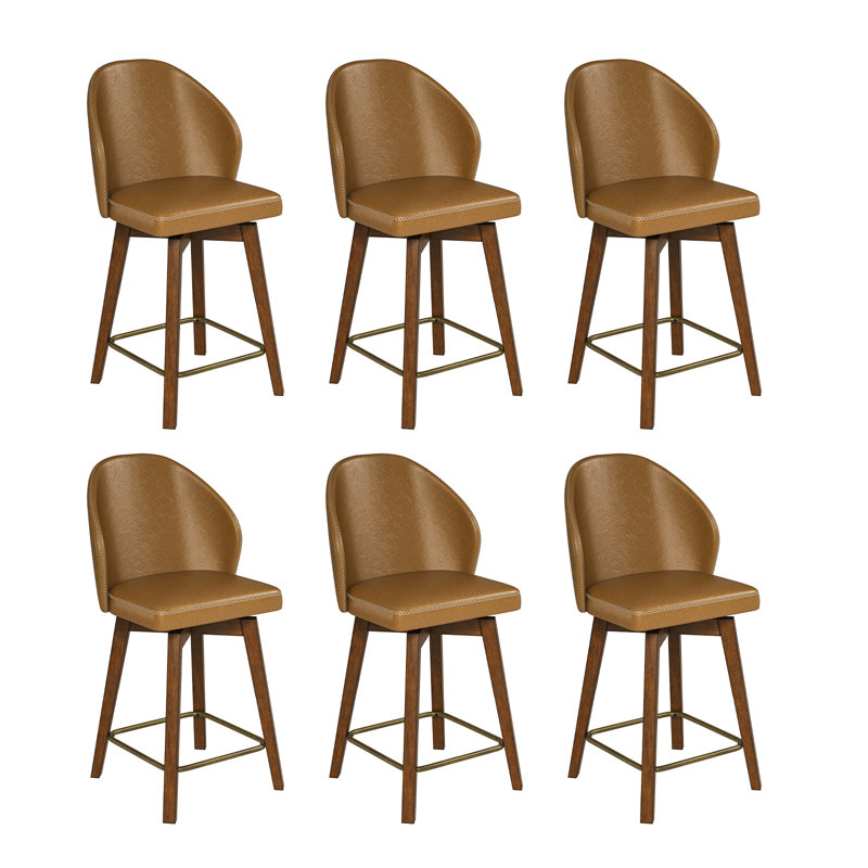 Tabouret pivotant en cuir Marithza, 6, Brown