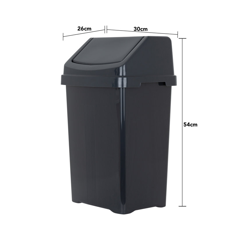 Wham Essentials 25L Swing Top Rubbish Bin Black