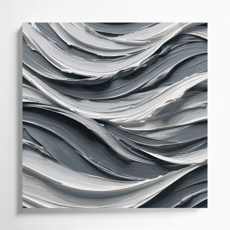 Toile horizontale à rayures horizontales gris acier et blanc gris, H 12 po x l 12 po