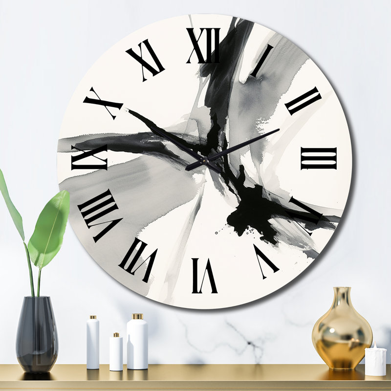 Abstract Neutral IV Metal Wall Clock, Large