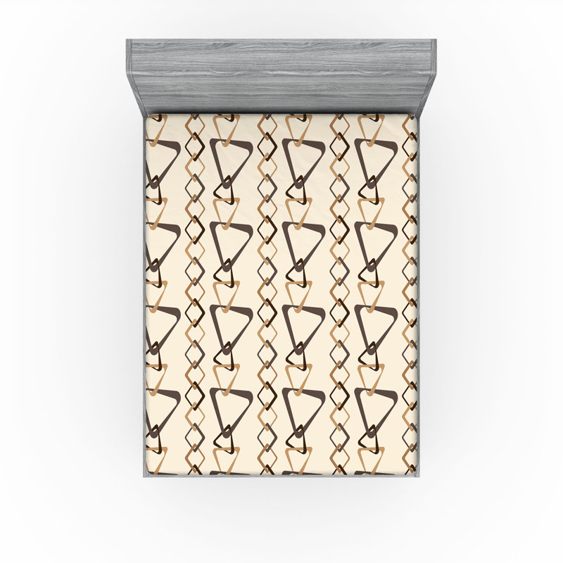 Ambesonne Abstract Fitted Sheet Rhombus Forms Pattern Art Taupe Caramel and Champagne, California King Fitted Sheet