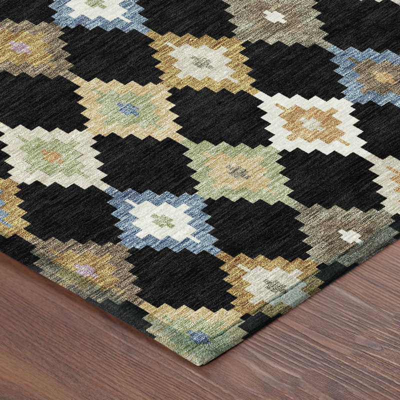 Machine Washable Indoor/Outdoor Chantille ACN2513 Kids Rug, Runner 2'3" x 7'6", Black