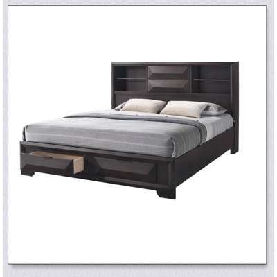 Contemporary 1Pc Eastern Bed Bookcase Headboard Storage FB Wood Bedroom Furniture