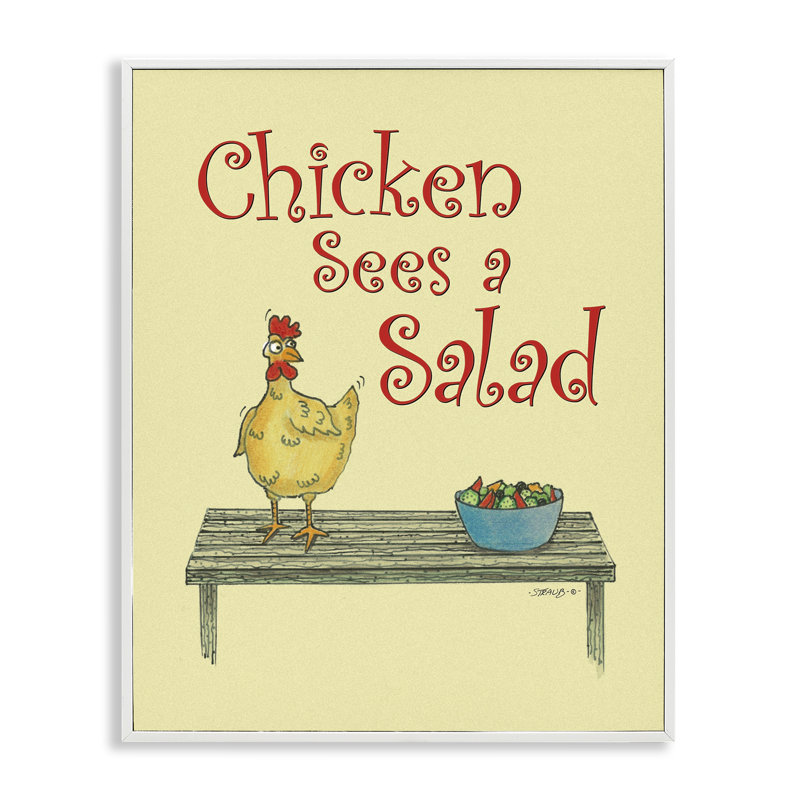«Chicken Salad», jeu de giclée encadré, par Roger Straub, H 20 po x l 16 po, Estampe numérique encadrée blanc bord de mer