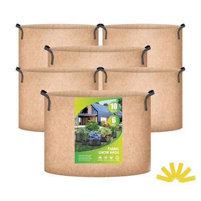 Paquet de 6 pots de fleurs robustes pour sac de culture d'iPower, 300g de contenants en tissu non tissé épais avec poignées en nylon, pour la plantation de légumes, de fruits