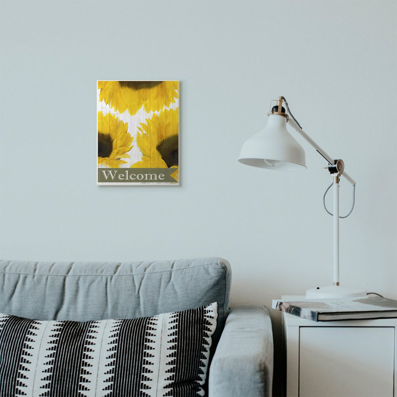 « tournesol welcome », reproduction d’art sur toile, H 15 po x l 10 po, Plaque murale