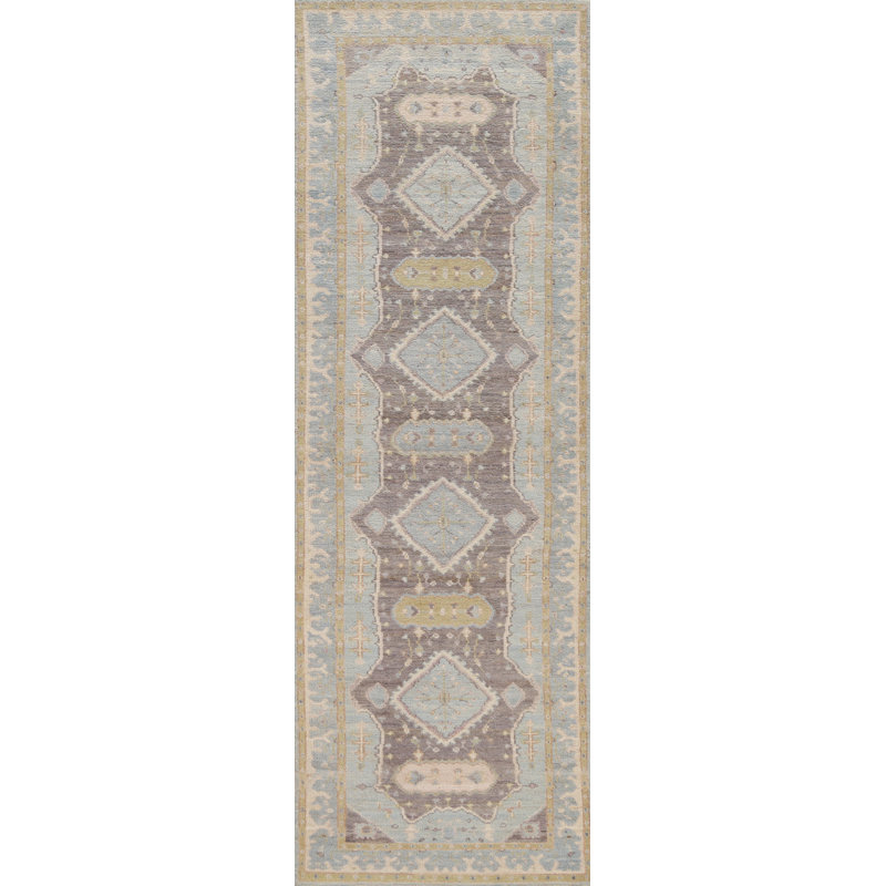 Vegetable Dye Oushak Turkish Runner Rug 3x10