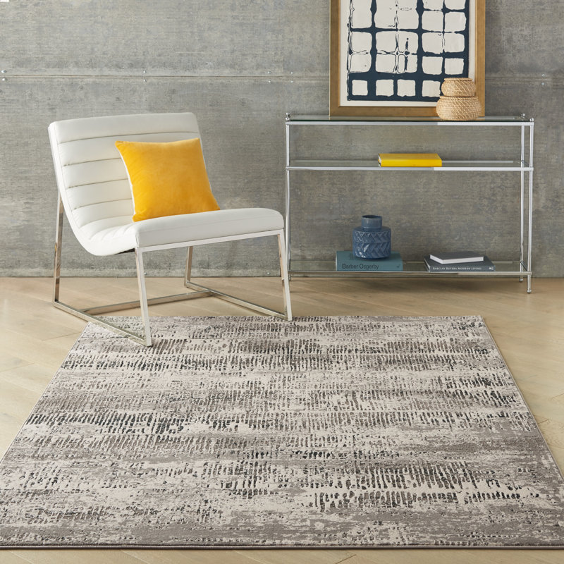Uptown Abstract Area Rug in Gray, Rectangle 4' x 6'