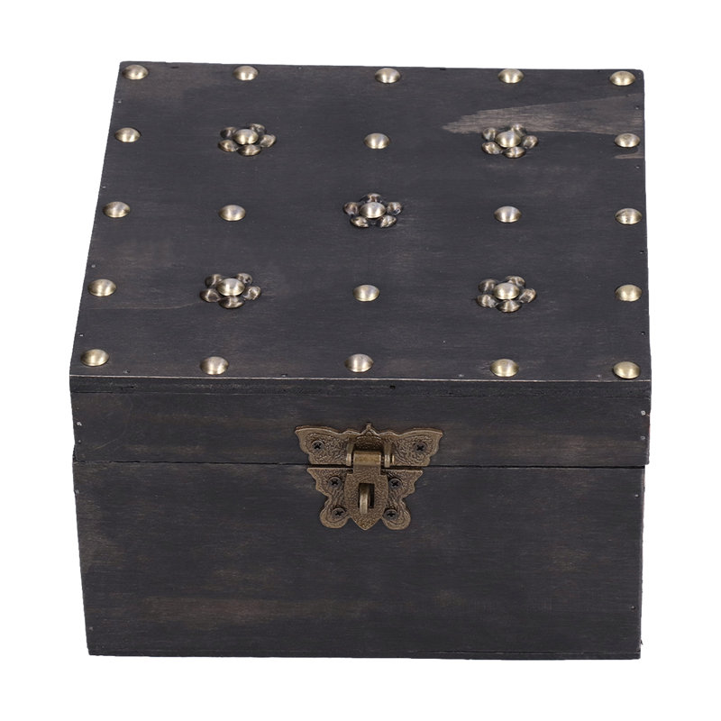 Boîte de rangement d'accessoires au trésor avec verrou à mot de passe rétro en bois pour le salon