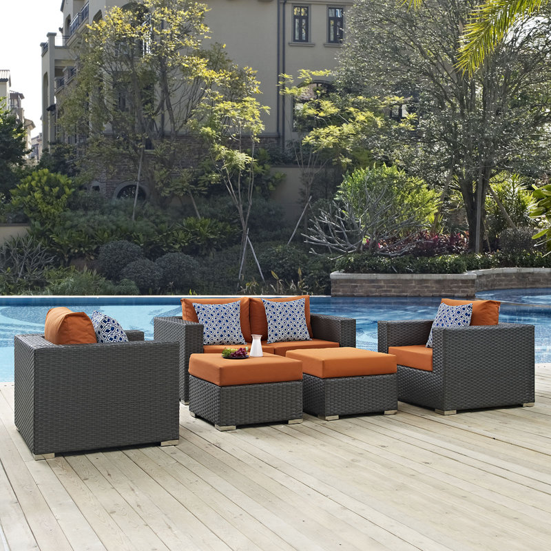 Ensemble modulaire d'extérieur Sunbrella 5 pièces Sojour, Toile Sunbrella® toscan