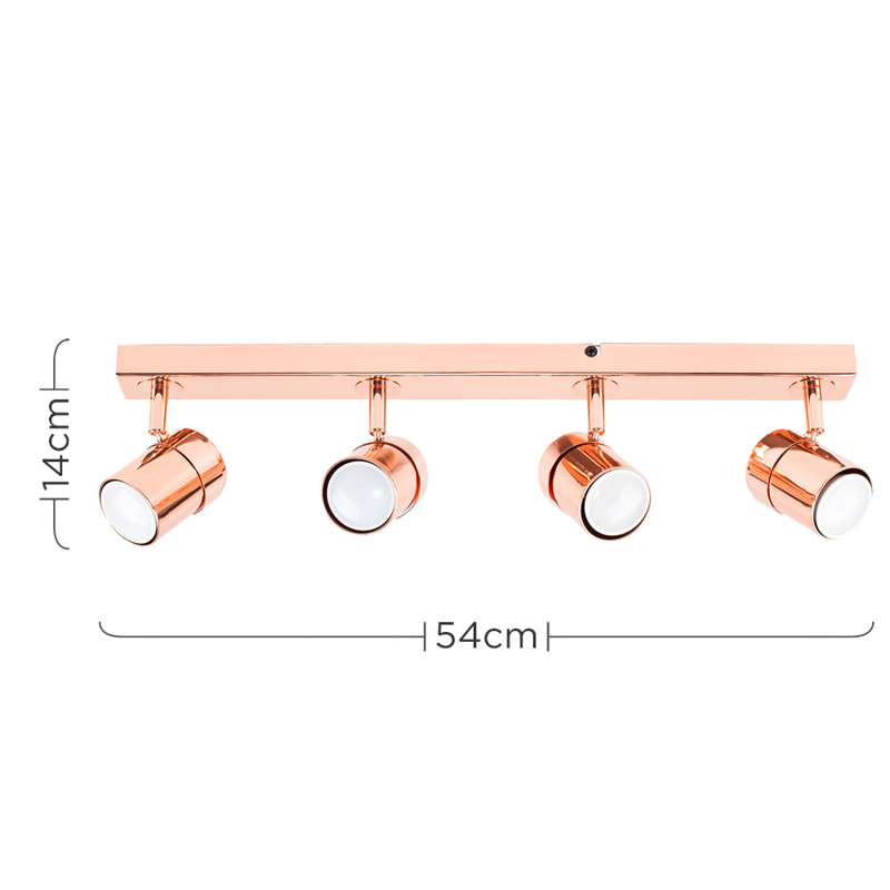 Lacey 4-Light 54cm Ceiling Spotlight, Copper, No Bulb