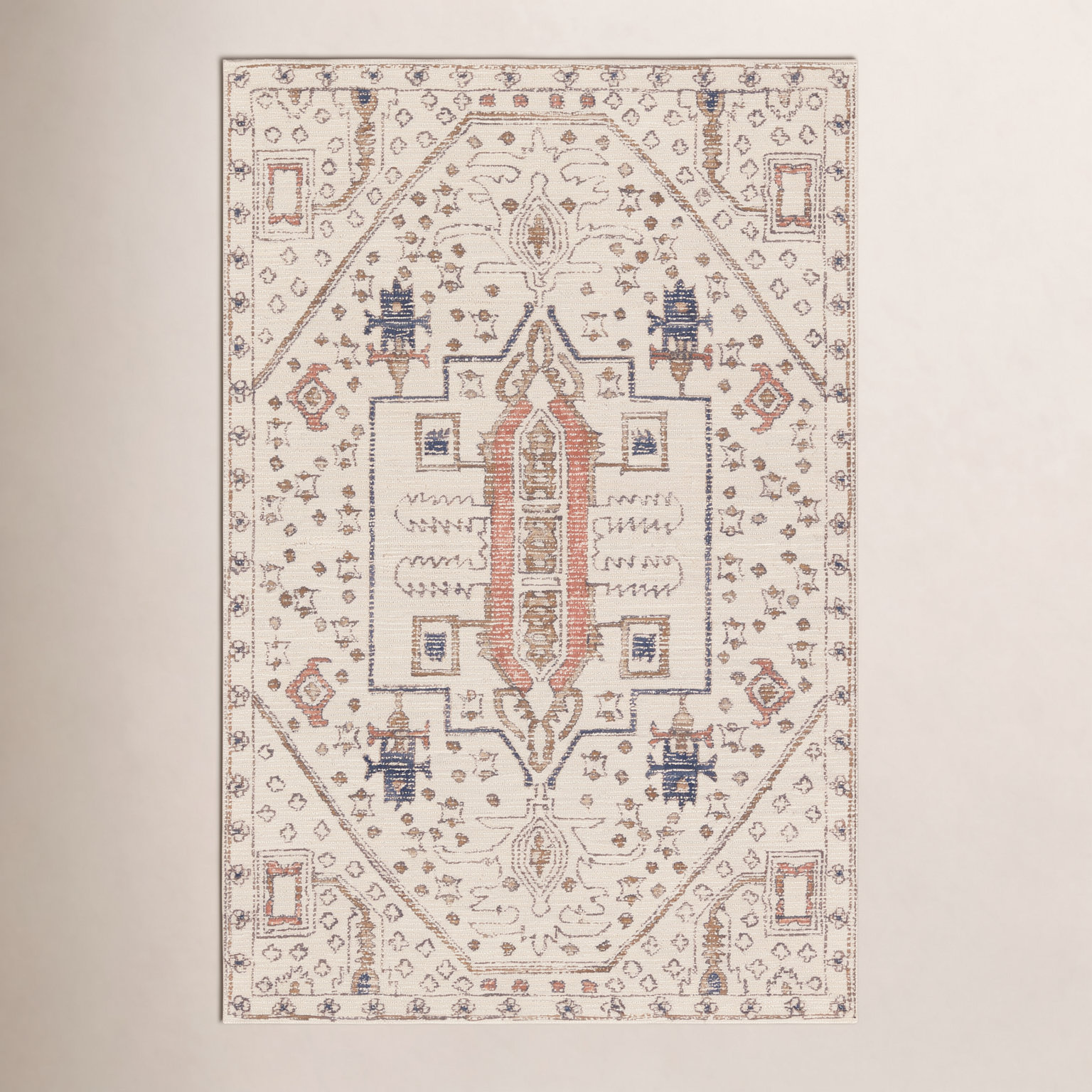 Murphie Ivory Red Hand-Tufted Oriental Rug, Rectangle 13' x 18'