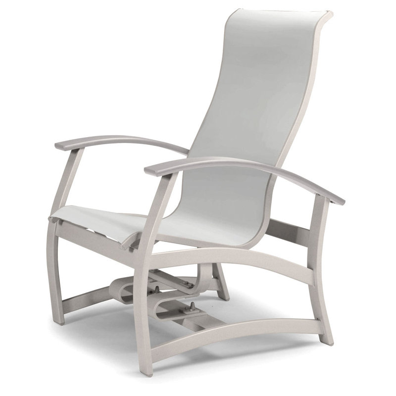 Askar Powder Coated Aluminum Outdoor Lounge Chair, Textured Snow, White 6D Sunbrella®, White P50