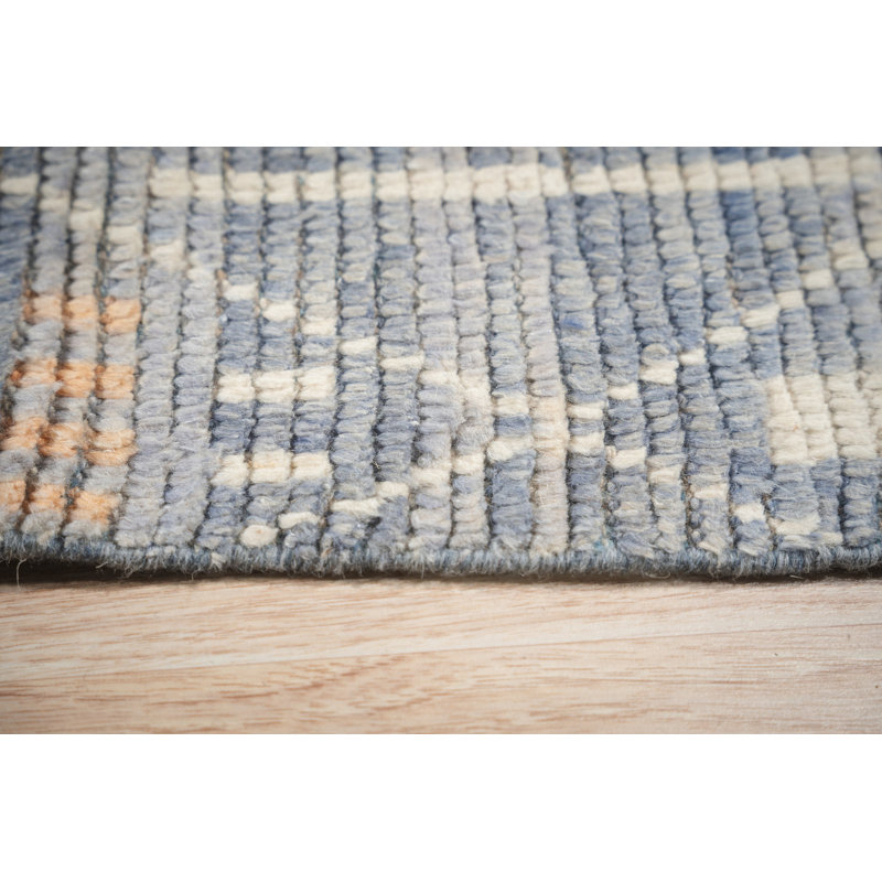 Timeless Marrakech Blue Hand-Knotted Wool Contemporary Transitional Area Rug, Rectangle 6' x 9'