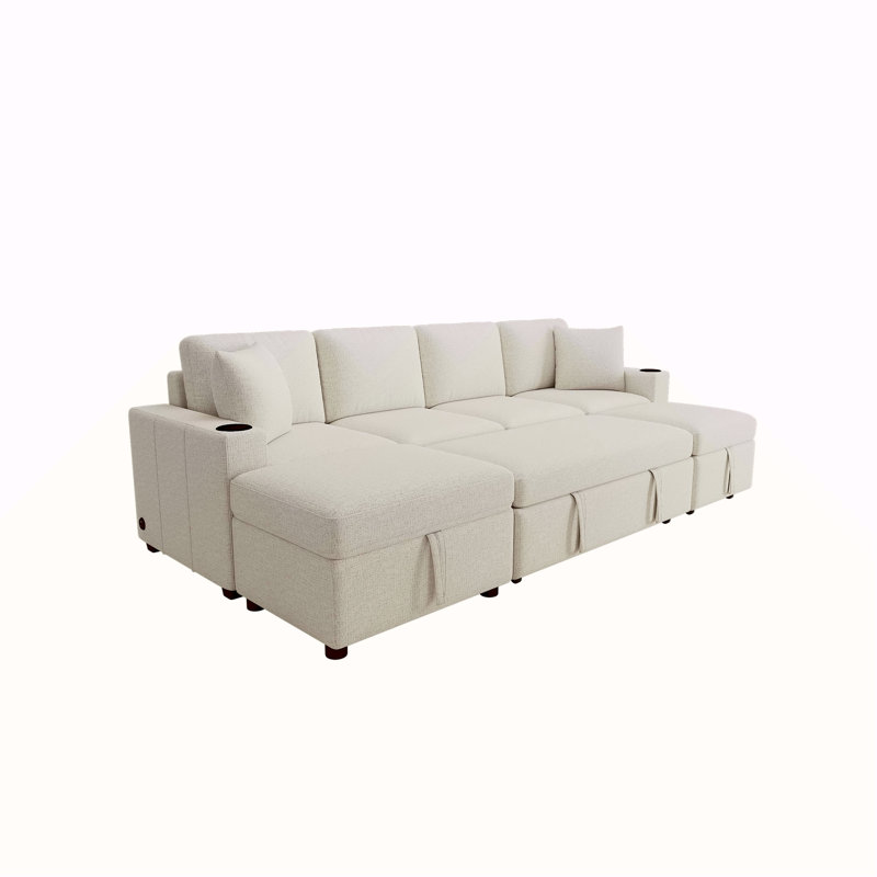 Canapé-lit convertible en L 109,1 po, Beige