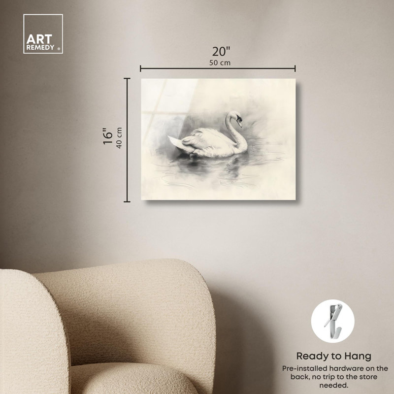 «Serene Swan», reproduction d'art sur acrylique par Art Remedy, H 16 po x l 20 po