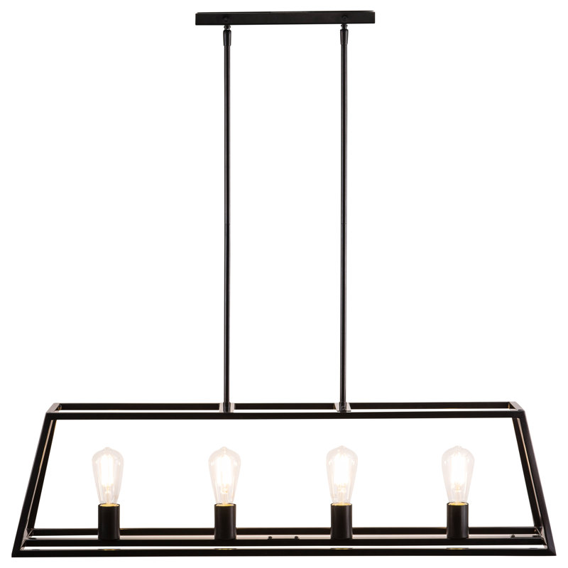 Luminaire suspendu linéaire pour îlot de cuisine 4 lumières Bernao