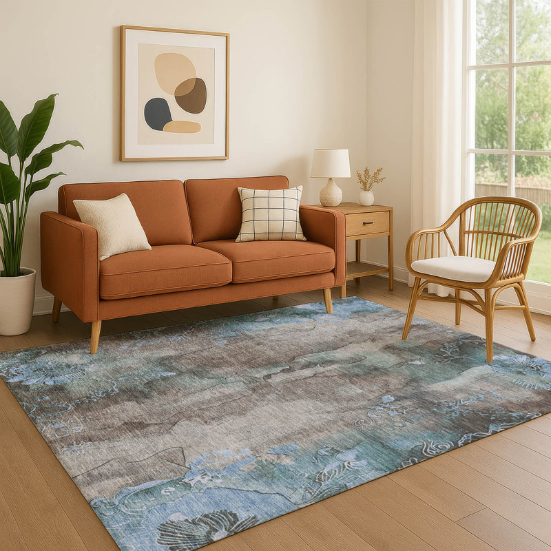 Tapis floral lavable à la machine de qualité supérieure Mayfield AMF1869, Rectangle 10 pi x 14 pi