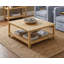Table basse/cocktail carrée en raphia beige